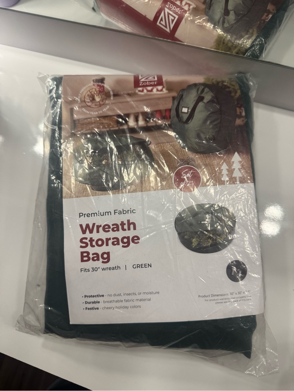 Zobor Wreath Storage Bag in Dark Green